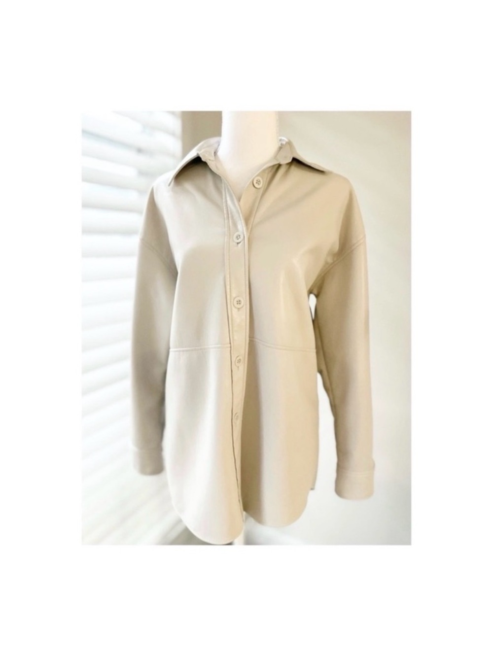 Babaton Light Beige Button-Front Shirt